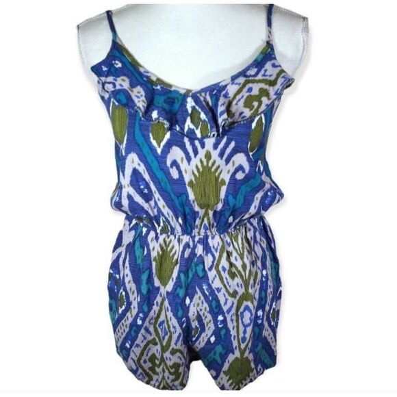 WETSEAL BLUE, GREEN, & WHITE ROMPER SZ.L EUC. - Picture 1 of 5